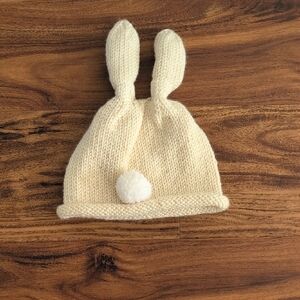 Cream Knit Bunny Ear Hat